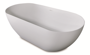 Luca Sanitair Vasca vrijstaand bad met dunne randen van solid surface inclusief afvoerset chroom 175 x 80 x 58 cm, mat wit