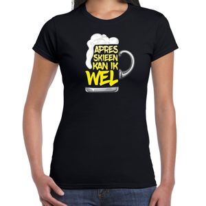 Apres ski t-shirt voor dames - apres ski bier - zwart - winter outfit