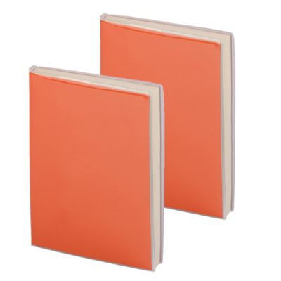 Pakket van 8x stuks notitieblokje zachte kaft oranje met plastic hoes 10 x 13 cm