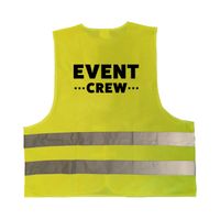 Event crew personeel vestje / hesje geel met reflecterende strepen voor volwassenen - thumbnail
