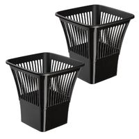 Plasticforte Afvalbak/vuilnisbak/kantoor prullenbak - 2x stuks - plastic - zwart - 30 cm - Prullenmanden - thumbnail