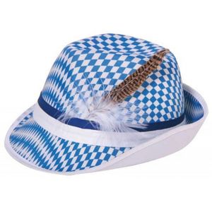 Blauwe/witte ruitjes bierfeest/oktoberfest hoed verkleed accessoire voor dames/heren   -