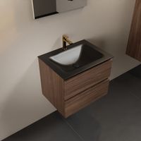 MONDIAZ AIVY 60cm badmeubel Mocha, wastafel Urban solid surface midden 1 kraangat (AI-351111URBAN-SI - AI-M60MOMI) - thumbnail