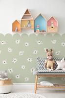 Behang Daisy Flowers Rol Groen