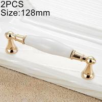 2 stuks 5027-128 goud geïmiteerd zink legering keramische handvat voor kabinet kledingkast lade deur gat afstand: 128mm