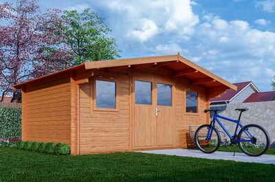 Interflex 5133 Blokhut 508x328 cm 40 mm vuren gecoat- Zadeldak- Hout- Interflex
