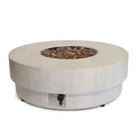 Landgoed Ronde 105 Travertijn - Ronde Gashaard Tafel | Happy Cocooning | Vuurtafel met gasbrander | Travertine