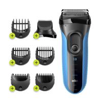 Elektrisch baardscheerapparaat voor heren - BRAUN - Series 3 Shave & Style 3010BT - Wet & Dry-technologie - Zwart/Blauw - thumbnail