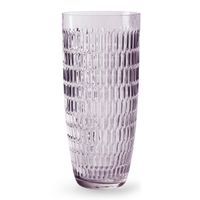 Bloemenvaas - paars transparant glas - stripes motief - H30 x D13 cm
