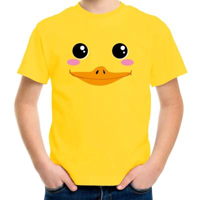 Eenden gezicht fun verkleed t-shirt - geel - voor kinderen - ducky - badeend - dierenpak