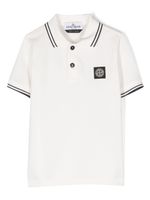 Stone Island Junior polo en coton à patch logo - Blanc