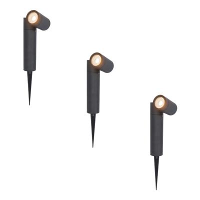 Set van 3 Pinero LED prikspots - GU10 4 Watt 345 lumen - Dimbaar - Kantelbaar - 2700K warm wit - IP65 Waterdicht - Zwart - Tuinspots