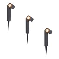 Set van 3 Pinero LED prikspots - GU10 4 Watt 345 lumen - Dimbaar - Kantelbaar - 2700K warm wit - IP65 Waterdicht - Zwart - Tuinspots
