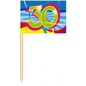 50x stuks Cocktail prikkers 30 jaar verjaardag thema - tafel feestartikelen en versieringen