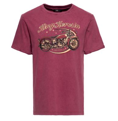King Kerosin Bobber T Shirt Oilwashed Burgundy -XXL