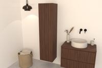 Walnuss-Hochschrank Manaro - Riffel-Front mit Softclose-Scharniere