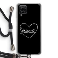 Friends heart black: Samsung Galaxy A12 Transparant Hoesje met koord