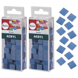 Mozaiek steentjes/tegeltjes - 410x stuks - blauw - 1 x 1 cm - Mozaieken maken - Kunststof