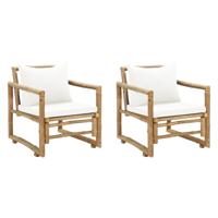 Tuinstoelen 2 st met kussens bamboe