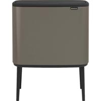 Brabantia Bo Touch Bin Afvalemmer - 11+23 liter - 2 kunststof binnenemmers - platinum 316142