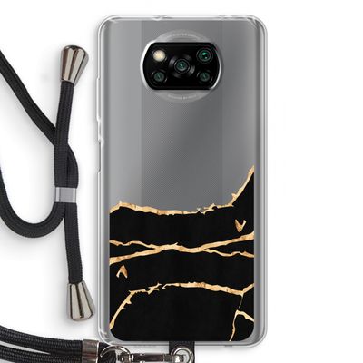 Gouden marmer: Xiaomi Poco X3 NFC Transparant Hoesje met koord