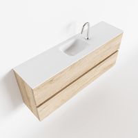Toiletmeubel Mondiaz Ada | 120 cm | Meubelkleur Washed oak | Lex wastafel Talc Midden | 1 kraangat