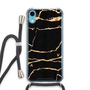Gouden marmer: iPhone XR Transparant Hoesje met koord