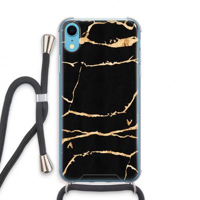 Gouden marmer: iPhone XR Transparant Hoesje met koord