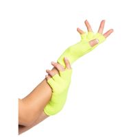 Verkleed handschoenen vingerloos - licht geel - one size - voor volwassenen - thumbnail