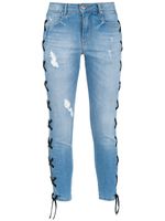 Amapô jean skinny à détails de laçages - Bleu - thumbnail