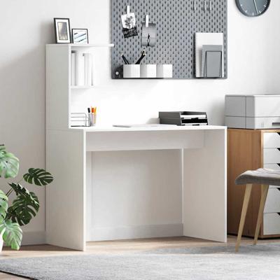 Bureau met plank met opslag Wit 102 x 50 x 124 cm Bewerkt hout