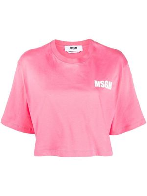 MSGM t-shirt crop à logo imprimé - Rose