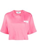 MSGM t-shirt crop à logo imprimé - Rose
