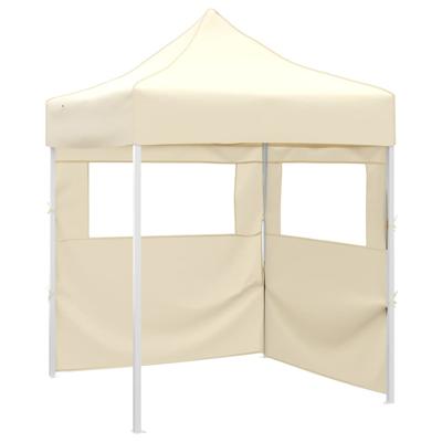 Partytent met 2 zijwanden inklapbaar 2x2 m staal crme