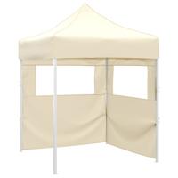Partytent met 2 zijwanden inklapbaar 2x2 m staal crme