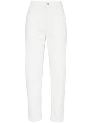 Brunello Cucinelli jean fuselé Monili à taille haute - Blanc