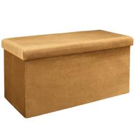 Hocker/poef opvouwbaar - okergeel - Velvet - polyester/MDF - 76 x 38 cm