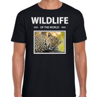 Luipaard t-shirt met dieren foto wildlife of the world zwart voor heren