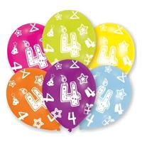 Ballonnen 4 jaar - 6x - 27 cm - verjaardag - leeftijd feestballonnen - Feestartikelen
