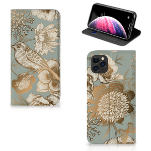 Smart Cover voor Apple iPhone 11 Pro Max Vintage Bird Flowers