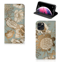 Smart Cover voor Apple iPhone 11 Pro Max Vintage Bird Flowers - thumbnail