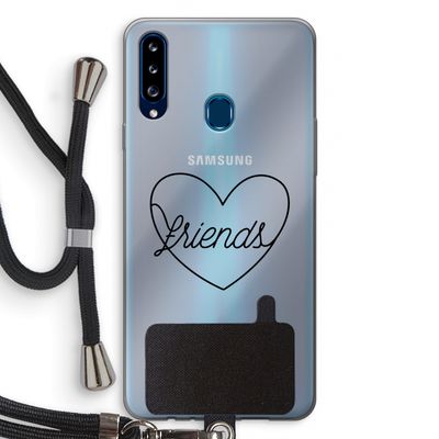 Friends heart black: Samsung Galaxy A20s Transparant Hoesje met koord