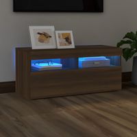 Tv-meubel met LED-verlichting 90x35x40 cm bruin eikenkleurig - thumbnail
