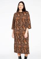 Yoek Jurk met turtle neck | Bruin | Maat 46/48