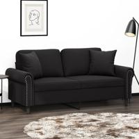 Tweezitsbank met sierkussens 140 cm fluweel zwart