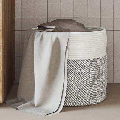 VidaXL Opbergmand ø 40x35 cm katoen grijs en wit