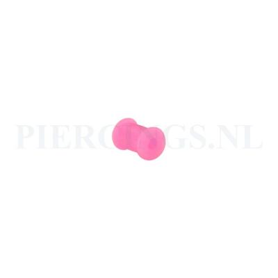 Tunnel siliconen double flared roze 6 mm