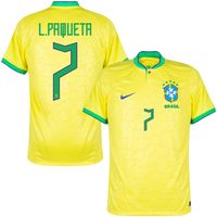 Brazilië Shirt Thuis 2022-2023 + L.Paqueta 7 - thumbnail