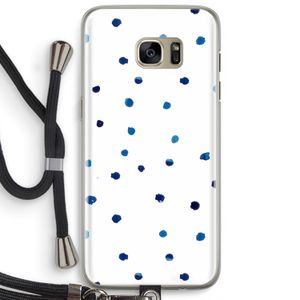 Blauwe stippen: Samsung Galaxy S7 Edge Transparant Hoesje met koord