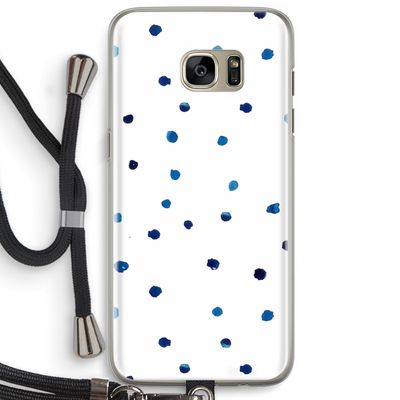 Blauwe stippen: Samsung Galaxy S7 Edge Transparant Hoesje met koord